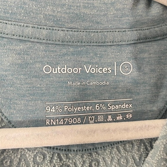 Outdoor Voices Sweatshirt Small Teal Blue OV Fleece 1/4 Zip Long Sleeve Pullover - Picture 7 of 8